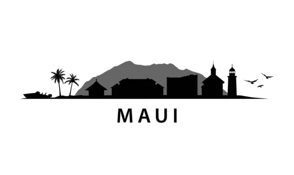 ABD Skyline Peyzaj Vektörü Maui Hawaii Amerikan Adası