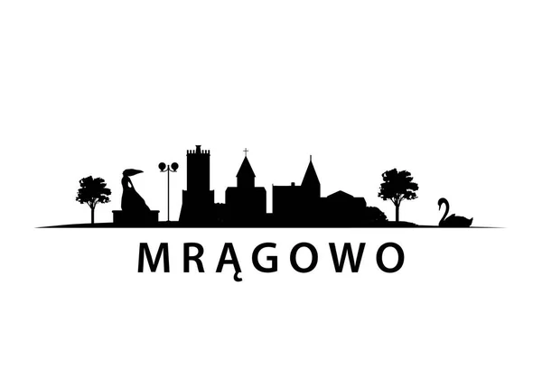 Mragowo City Skyline Polsku — Stockový vektor