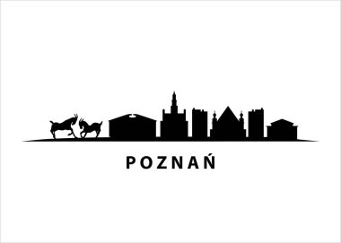Poznan Skyline Siyah Vektör Şehri Grafik Silueti