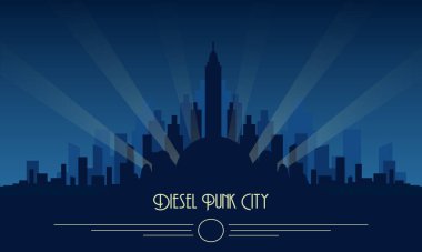 Dizel punk şekil vektör silueti ufuk çizgisi manzarası