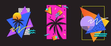 Synthwave 80 'in Tişörtler için vektör grafikleri, Vintage giyim örnekleri, eski tarz canlı projeler