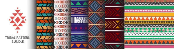 Sbírka Domorodých Domorodců Bezešvé Vzory Etnické Estetické Ozdoby Inspirované Tradicí — Stockový vektor