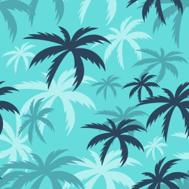 Palmiye Ağacı Şekil Vektör Sanatı. Tropikal yapraklarla kusursuz desen. Vice City, Hawaii gömleği için tekstil tasarımına ilham verdi. 80 'lerin geçmişe dönük grafiği.