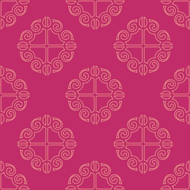 Kusursuz Hint deseni. Eflatun arkaplanda vektör grafiği. Arka plan, tekstil ve giyim için doğu tasarımı. Etnik yinelenen sanat eserleri. 