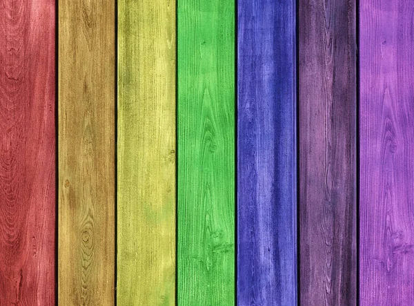 Colorido Arco Íris Madeira Pranchas Fundo Textura — Fotografia de Stock
