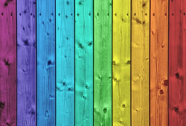 彩色彩虹木板背景纹理 — 图库照片