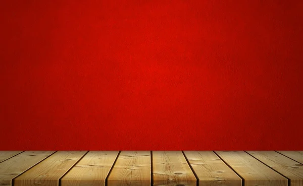 Wnętrze Pokoju Drewnianą Podłogą Czerwonym Cementem Ściany — Zdjęcie stockowe