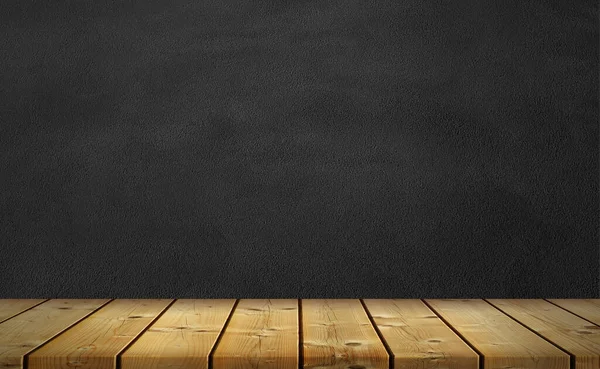 Chambre Intérieure Avec Plancher Bois Mur Ciment Noir — Photo