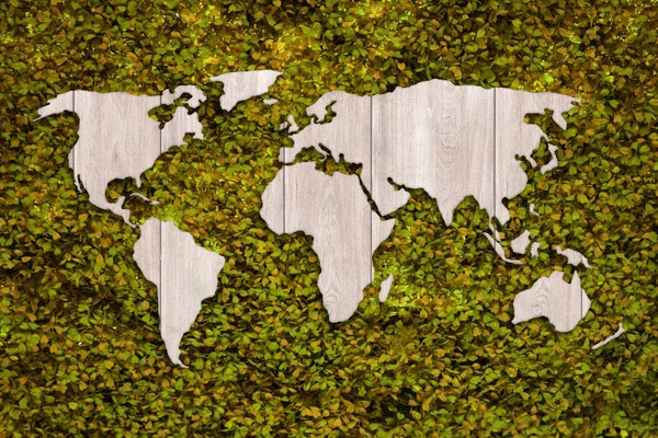 Οικολογική Έννοια Σιλουέτα Του Παγκόσμιου Χάρτη Πράσινος Κόσμος — Φωτογραφία Αρχείου