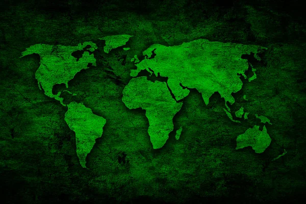 生態学の概念 世界地図シルエット 緑の世界 — ストック写真