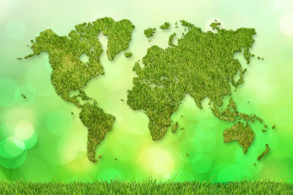 Ecology Concept World Map Silhouette Green World — Stock Photo, Image