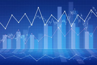 Haritalar ve diyagramlarla finansal grafiğin soyut çizimi.