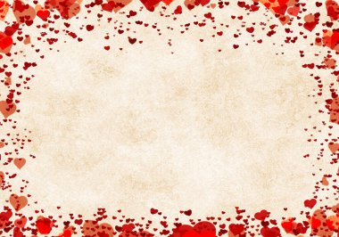 Kırmızı kalpli soyut suluboya arkaplan 