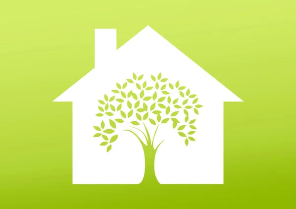 Ecology Concept Sustainable House Shape Leafy Plant Wall — Stock Photo, Image