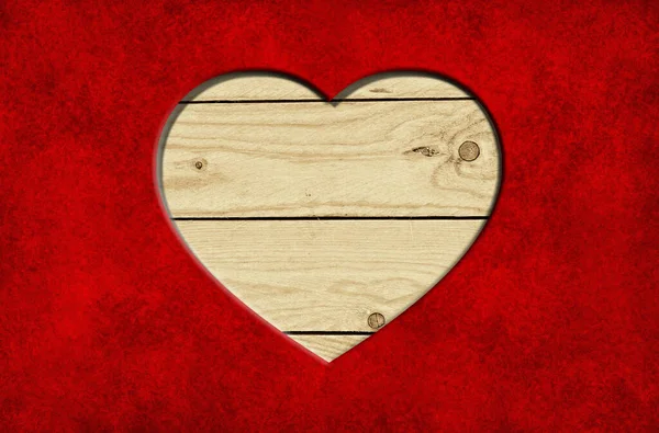 Valentine Background Wooden Heart Wood Surface — Stock Photo, Image