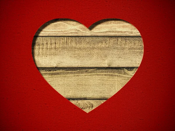 Drewniane Serce Powierzchni Drewna Tło Walentynki — Zdjęcie stockowe