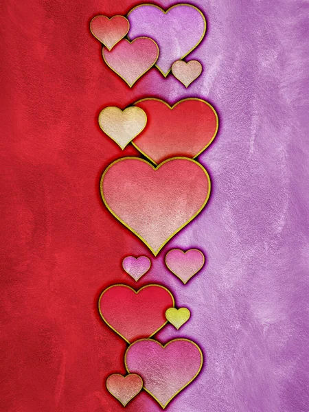 Сердца Красном Фиолетовом Фоне — стоковое фото