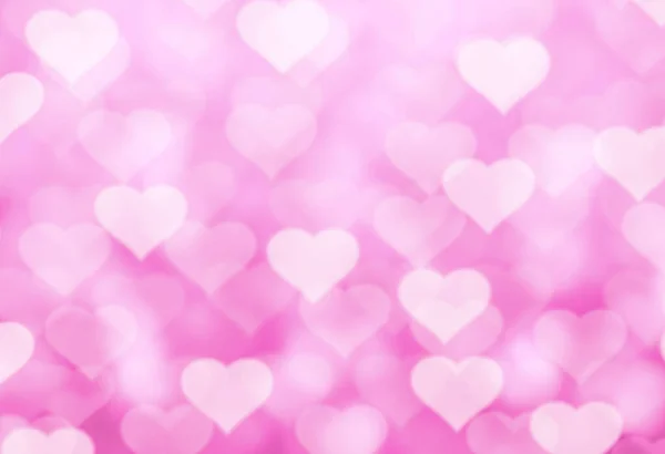 情人节背景与粉红的Bokeh心脏 — 图库照片