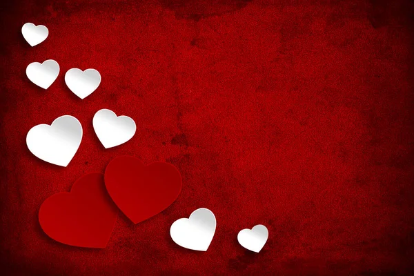 Valentýn Pozadí Červenými Bílými Srdci — Stock fotografie