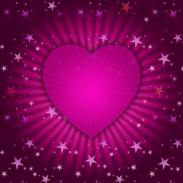 Fondo Abstracto Con Corazón Rosa Estrellas —  Fotos de Stock