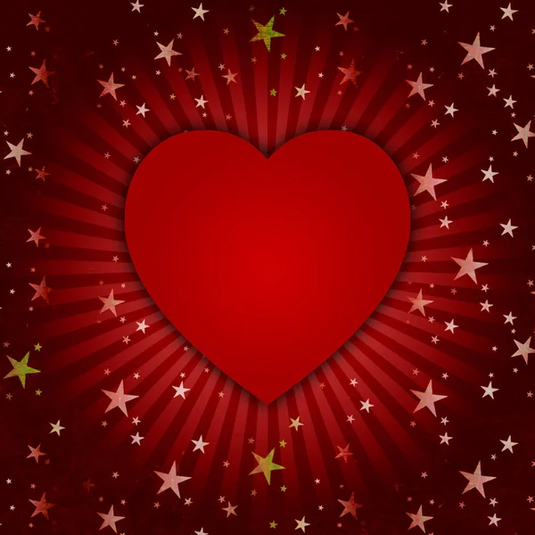 abstract background with red heart and stars