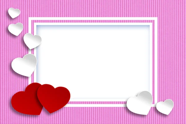 Hintergrund Mit Rosa Rahmen Herzen Und Kopierraum — Stockfoto