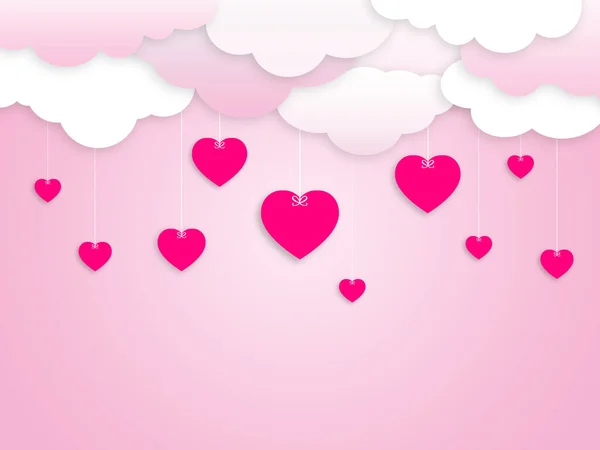 Valentijnsdag Achtergrond Met Harten Wolken — Stockfoto