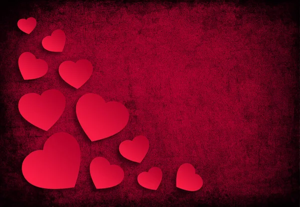 Valentinstag Hintergrund Mit Roten Papierherzen — Stockfoto