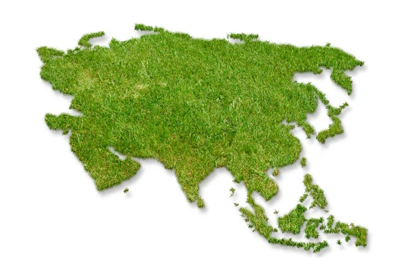 Зеленая Карта Азии Белом Фоне — стоковое фото