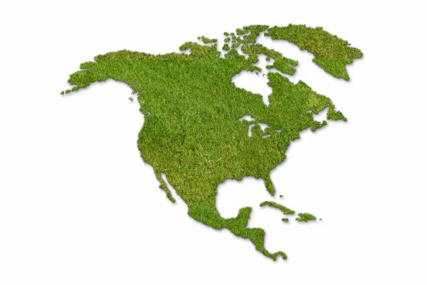Зеленая Карта Северной Америки Белом Фоне — стоковое фото