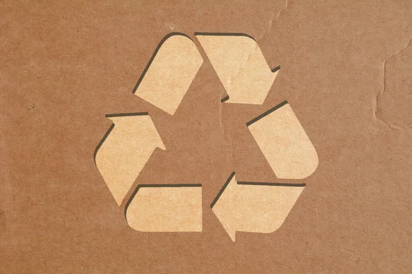 Textura Cartón Con Símbolo Reciclaje — Foto de Stock