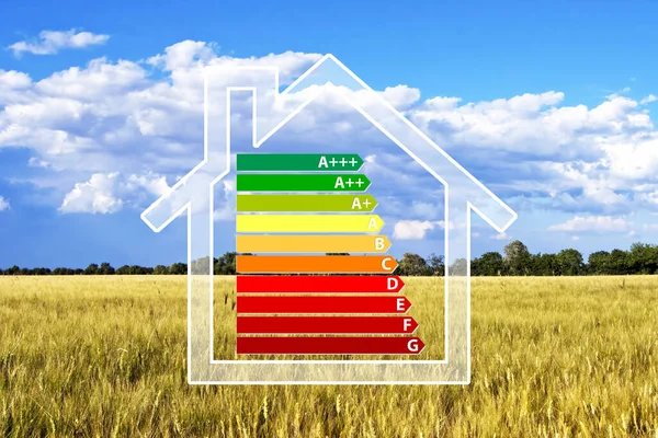 Экологическая Концепция Энергоэффективность Форма Дома Содержащая График Энергоэффективности — стоковое фото