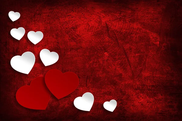 Valentinstag Hintergrund Mit Roten Und Weißen Herzen — Stockfoto