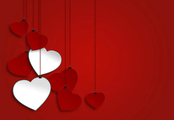 Saint Valentin Fond Rouge Avec Des Coeurs Papier — Photo