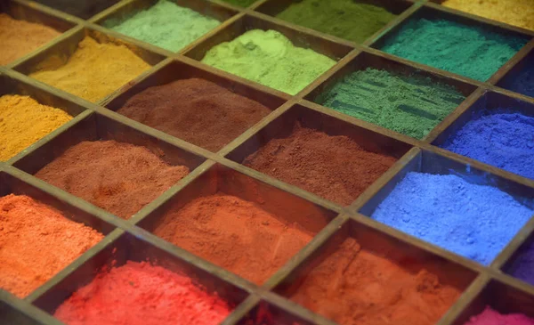 stock image colorful spices in the market 