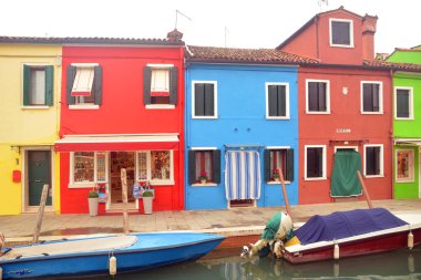 Daytime view of boats and buildings at Burano, Venice, Italy 