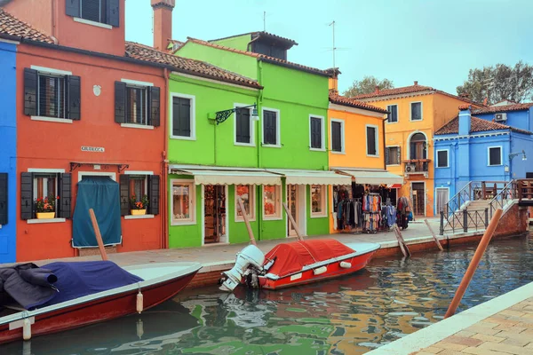 Daytime view of boats and buildings at Burano, Venice, Italy 