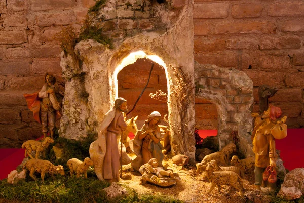 Nativity Scene Silhouette Love Peace Message — Stock Photo, Image