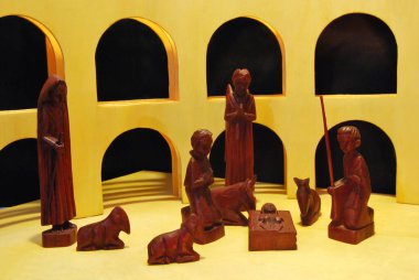 İsa 'nın Doğumu Sahnesi Aşk ve barış mesajı ile silueti 