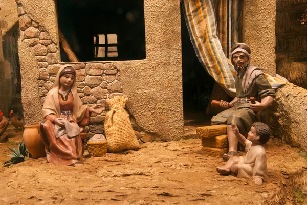 Силуэт Рождественской Сцены Любовью Посланием Мира — стоковое фото