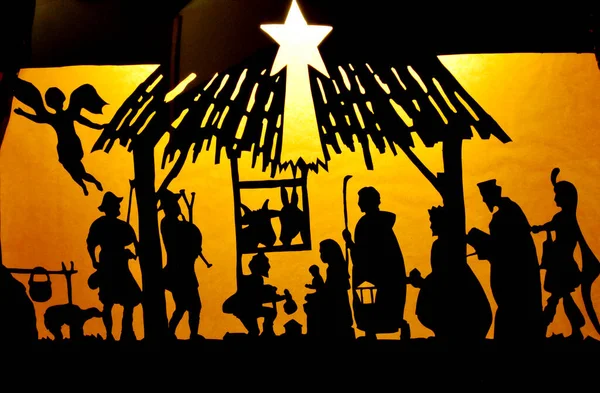 Nativity Scene silhouette with love and peace message