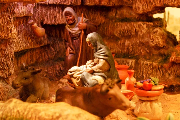 Nativity Scene Silhouette Love Peace Message — Stock Photo, Image