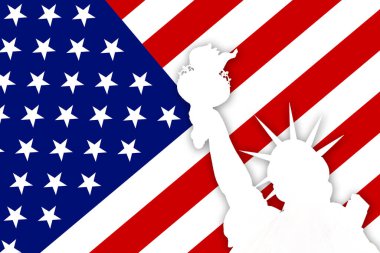 Özgürlük heykeline sahip ABD arka planı