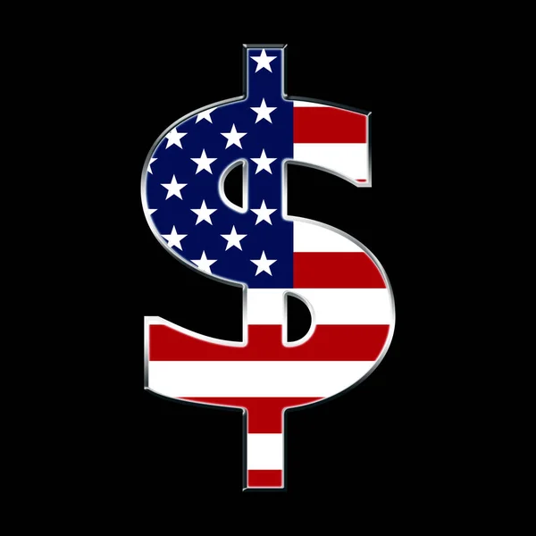 Znak Dolara Usa Wypełnione Przez Amerykańską Flagę Kolory Czarnym Tle — Zdjęcie stockowe