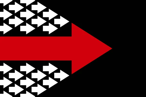 Leadership Concept Red Arrow Ahead White Black Background — Vetor de Stock