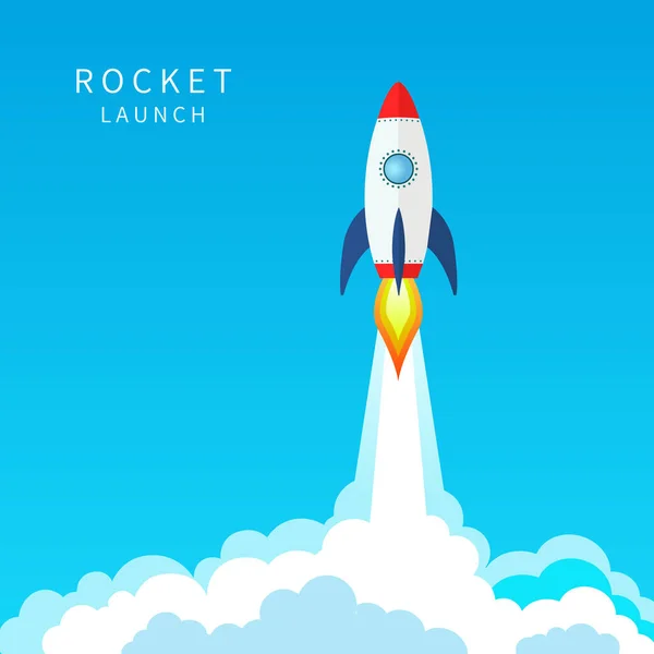Roket Gemisi Fırlatma Başlangıç Arkaplan Çizimi Piyasadaki Ürünü Kavramı Girişim — Stok Vektör