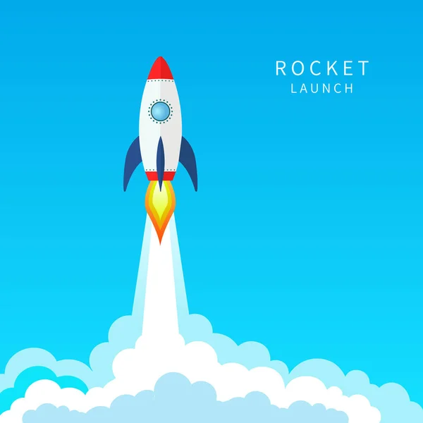 Rocket Ship Launch Startup Background Illustration Concept Business Product Market — Stock Vector