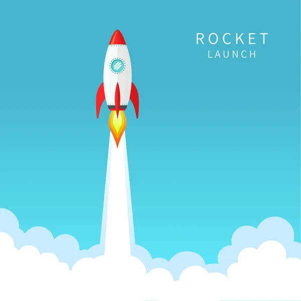 Lanzamiento Nave Cohete Ilustración Fondo Inicio Concepto Producto Empresarial Mercado — Archivo Imágenes Vectoriales