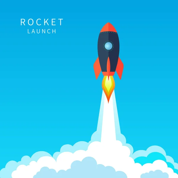 Raketenschiffe Starten Startup Hintergrund Illustration Konzept Des Geschäftsprodukts Auf Dem — Stockvektor