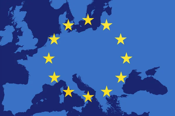 青い背景に欧州連合の旗 — ストック写真